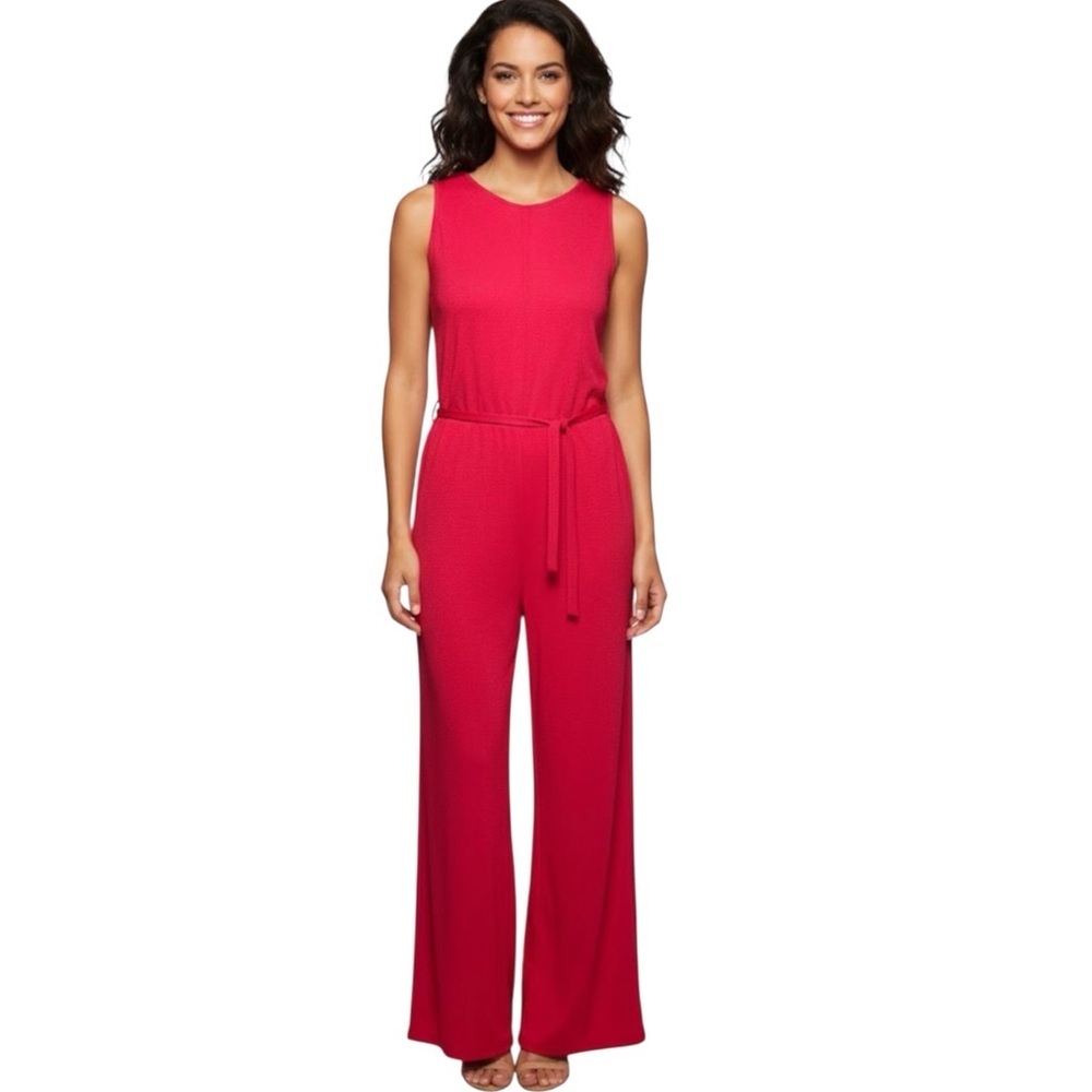 Zara Hot Pink Ribbed Sleeveless Jumpsuit Size Large